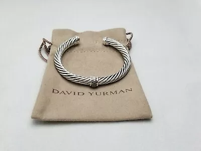David Yurman 7mm Cable Classics Bracelet & Black Diamond Single Station Size M • $270
