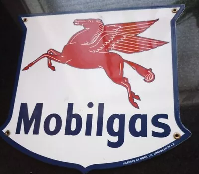 Vintage Mobil Gas Shield Porcelain Sign • $75