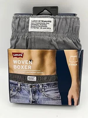 Levi's Woven Boxer Shorts Mens Medium 2 PACK Grey Cotton • £22.25