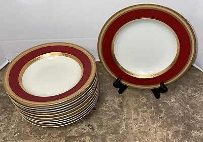 Retired MIKASA Grande Ivory French Embassy Red L2829 Rim Soup Bowl ~ SET OF 11 • $190