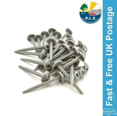 £14.95 • Buy Groundsheet Carpet Pegs Heavy Duty Grey Plastic Mushroom Domed Tent Awning X 50