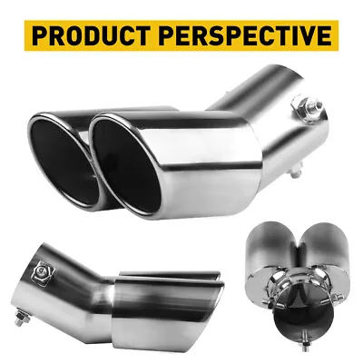 $19.99 • Buy Car Dual Rear Exhaust Tail Pipe Tip Muffler Auto Accessories Replace Chrome Kit