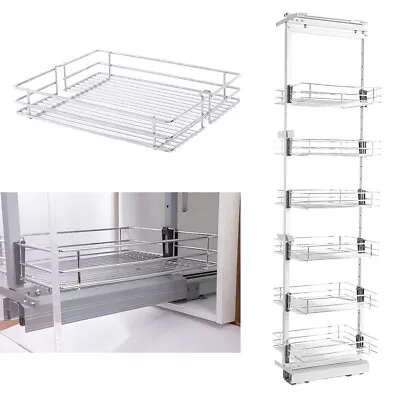 Pull Out Wire Basket Kitchen Larder Cupboard Cabinet Base Unit Soft Close Chrome • £179.99