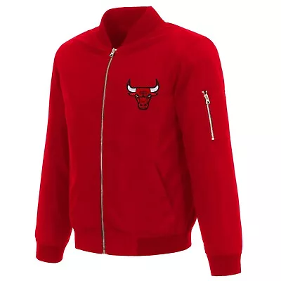 NBA Chicago Bulls Lightweight Nylon Bomber  Jacket Embroidered Logo  Red • $119.99