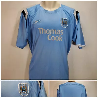 Manchester City Football Club Home Shirt 2004 Reebok Blue UK Size Large • £29.95