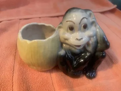 McCoy Vintage Ceramic Blue Green Monkey With Yellow Planter • $39