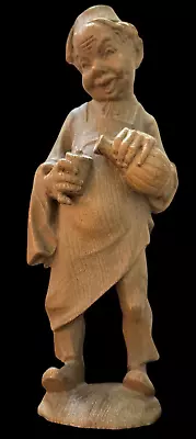 10  Wood Hand Carved Wine Drinking Monk Friar Abbot Figure Statue German • $58