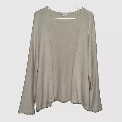 Pure J Jill Sweater Womens L Beige Cotton Cashmere Drop Shoulder Lagenlook Large • $17.99