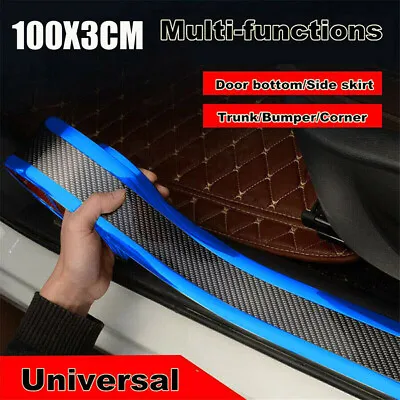 Accessories Carbon Fiber Blue Car Door Sill Scuff Cover Plate Sticker Protector • $8.79