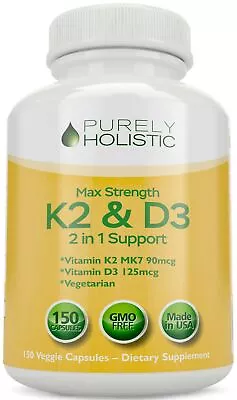 $18.97 • Buy Vitamin D3 With K2 D3 5000IU And K2 90mcg 150 Vegetarian Capsules High Strength