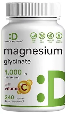 Magnesium Glycinate 500mg Per Capsule (1000mg Per Serving) 240 Capsules • $26.12