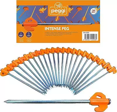 Peggi Tent Pegs Metal Heavy Duty 20 Pack Strong Camping Tents Awning Hard Ground • £12.99