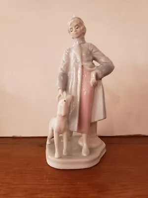 Vintage Ucagco Porcelain Woman With Dog Figurine Made In Taiwan ROC • $20