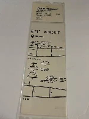 SEALED Vintage Aero 1970’s CURTIS SWIFT PURSUIT Span 12  Peanut Model PLANS • $12.99