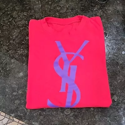 YSL  Double Sided Logo Sample Tee / T-SHIRT Top Sz XL / XXL Red / Purple. • £15.40