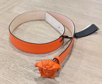 $525 Mens VERSACE Medusa Leather Belt Orange 100 US 40 • $279.99