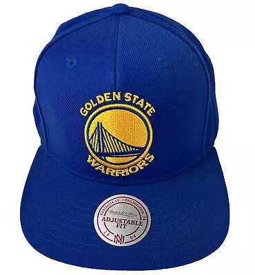 Golden State Warriors Mitchell & Ness NBA Snapback Wool Cap Logo Blue Hat NWT • $25.49