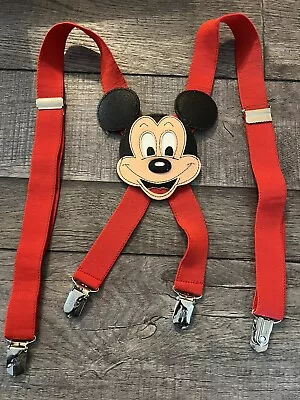 VINTAGE! Leather MICKEY MOUSE SUSPENDERS WALT DISNEY/ZEPHYR GROUP • $24.99