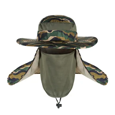 Sun Cap With Removable Neck Face Cover Flap 360° UV Protection Visor Folding Cap • £12.72