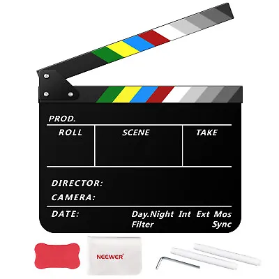 NEEWER 12''x10''Acrylic Movie Directors Clapper Board Action Scene Clapboard Kit • $20.54