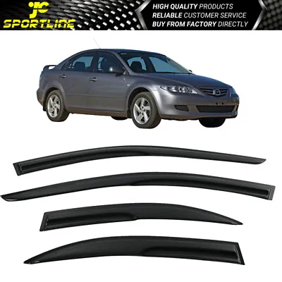 Fits 03-08 Mazda 6 Sedan Mug 3D Wavy Style Window Visors 4Pc Set Acrylic • $27.51