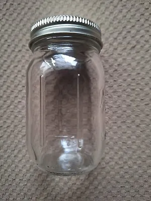 Vtg 3.5  Miniature 3oz Clear Glass Ball Mason Measuring Spice MultiUse Jar W/Lid • $2.75