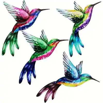 Colourful 3d Metal Hummingbird Wall Art Garden Wall Fence Hanging Decoration • £7.49