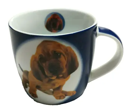 Mulberry Blood Hound Puppie Dog Coffee Cup Mug Blue 11 Oz • $8.95