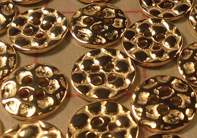 8 Small Metal Buttons Gold Bubble Pebble Look Reversible 5/8  14.5mm 4 Hole • $5.50