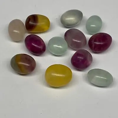 138.1g 0.8 -1  12pcs Multi Color Fluorite Crystal Tumbled Stones B28752 • $12.60