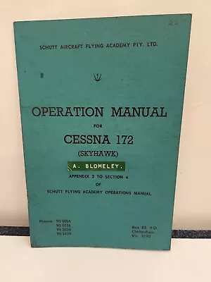 Cessna 172 Skyhawk Operation Manual Vintage Vgc • $14.95