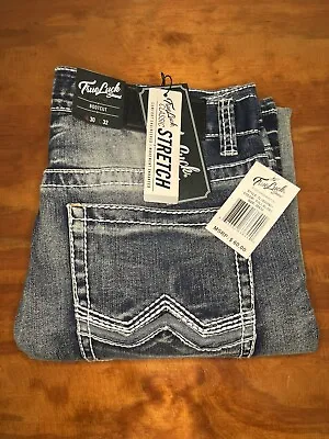 True Luck Men`s Jeans Straight Medium Wash S 30x32 NWT $60 Embroidered Bootcut • $37.99