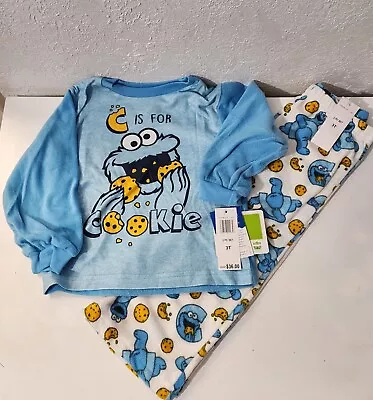 Sesame Street Toddler Pajamas 2 PC Set Long Sleeve Pant Cookie Monster Size 3T • $15.77
