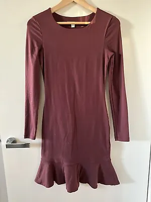 KOOKAI Burgandy Long Sleeve Cotton Mini Dress Size 1/8 • $18