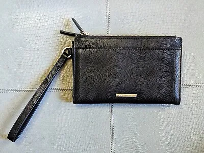Vince Camuto Leather Wristlet 2 Zip Compartments Cell Phone Slot Outer Slip • $29