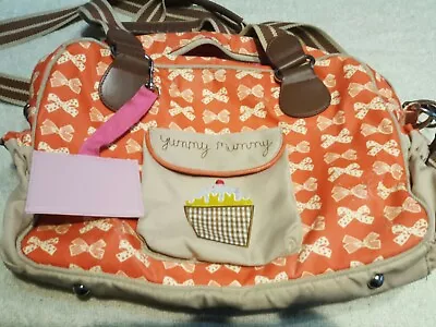 £15.99 • Buy Yummy Mummy Baby Changing Bag Pink Lining Red Bows Nappy Changing Bag Used