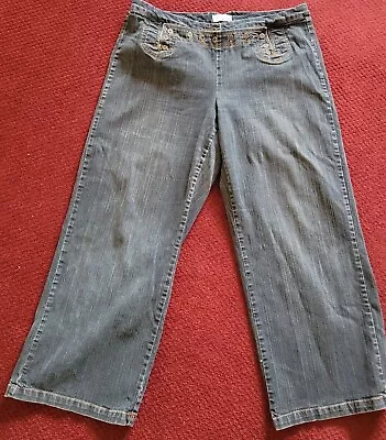 Vintage Venezia Lane Bryant Wide Leg Sailor Front Denim Jeans Size 20  • $8