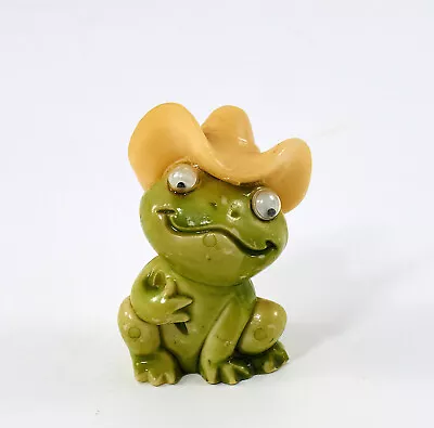 Miniature Cowboy Frog Figurine With Googly Eyes Plastic 2  Tall • $8.99