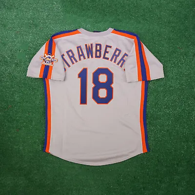 Darryl Strawberry 1986 New York Mets Grey Road Cooperstown Jersey W/ 25th Patch • $149.99