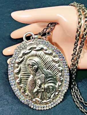 Virgen De Guadalupe Pendant Necklace Large 3.75  Basilica Mexico City • $22