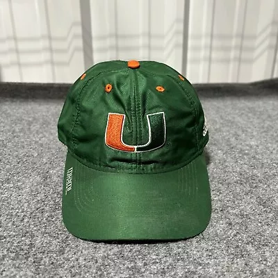 Miami Hurricanes Baseball Hat Cap Adult Mens Green Polyester Adjustable Adidas* • $14.95