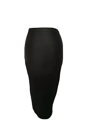 £8.15 • Buy Bnwt Boohoo Skirt Size 6 Carmen Wet Look Midi Black Stretchy