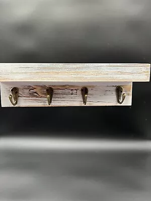 10in Floating Wall Shelf With Hooks • $5