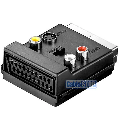 £96.95 • Buy SWITCHABLE SCART MALE TO FEMALE & 3 X RCA PHONO & 4 Pin Mini Din SVHS TV ADAPTER