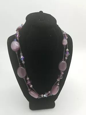 DABBY REID Purple Glass Beaded Adjustable Necklace MISSING 3RD STRAND. • $35