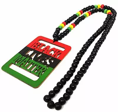 Black Lives Matter  African American Wooden Beaded Afro / Rasta Color Necklace • $15.95