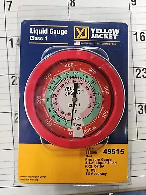Yellow Jacket 3-1/8  Red/hi-side Liquid Filled Manifold Gauge 22/410a 49515 • $75.63