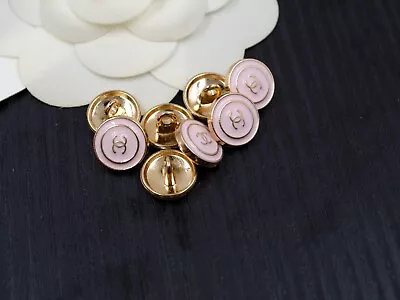 CHANEL Vintage Baby Pink Buttons Set Of 8 CC Logo 12 Mm • £49.63