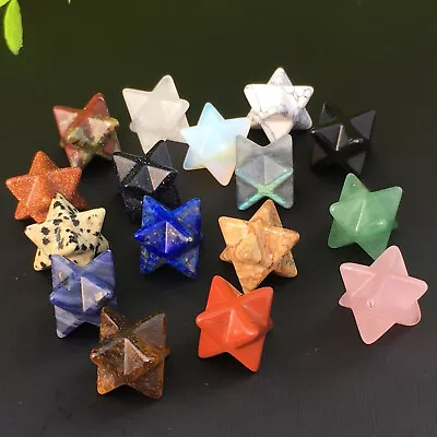 10pcs Mix Natural Quartz Crystal Mini Merkaba Star Carved Crystal Skull Healing • $9.90