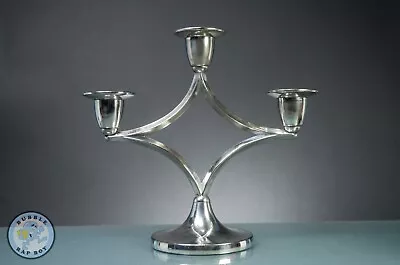 Three Candle Candelabra Silver Plated Mid Century Made In England 7  Tall • £30